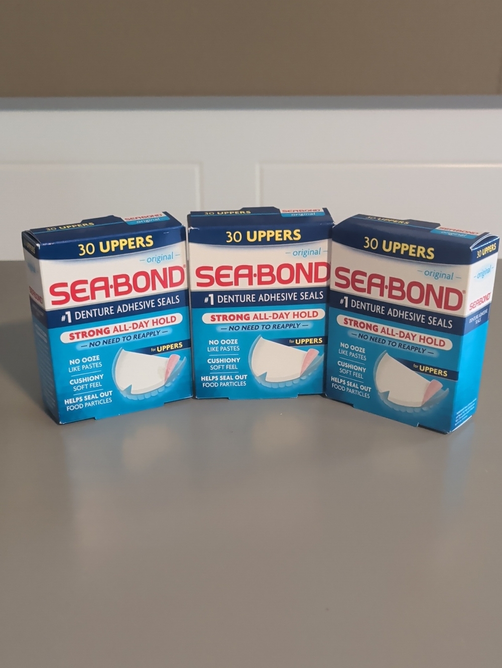 New And Sealed-SEA-BOND Upper Denture Adhesive Seals - 3 Packs